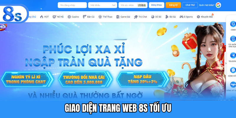 Giao diện trang web 8S tối ưu