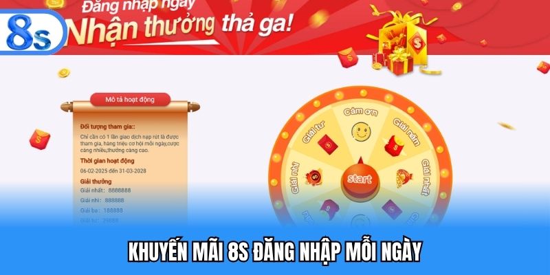 Khuyến mãi 8S đăng nhập mỗi ngày